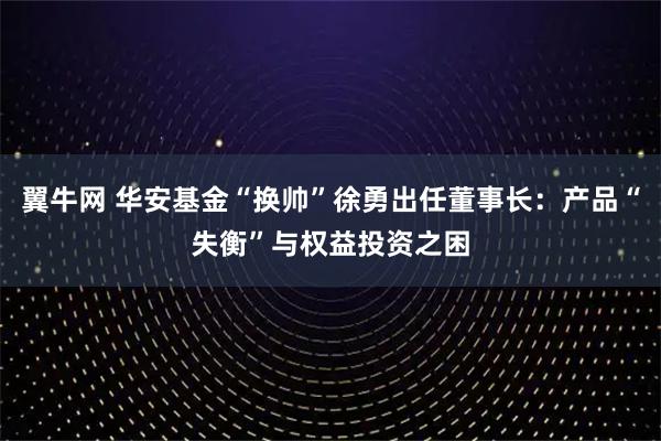 翼牛网 华安基金“换帅”徐勇出任董事长：产品“失衡”与权益投资之困