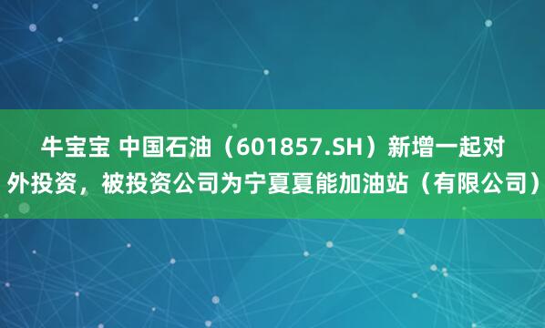 牛宝宝 中国石油（601857.SH）新增一起对外投资，被投资公司为宁夏夏能加油站（有限公司）