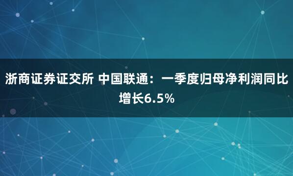 浙商证券证交所 中国联通：一季度归母净利润同比增长6.5%